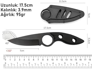 Valkyrie 3CR14MOV Kılıflı Paslanmaz Çelik Parmak Delikli Outdoor Kamp Bıçağı – 17.5 cm Kompakt Gövde
