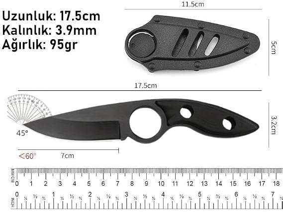 Valkyrie 3CR14MOV Kılıflı Paslanmaz Çelik Parmak Delikli Outdoor Kamp Bıçağı – 17.5 cm Kompakt Gövde