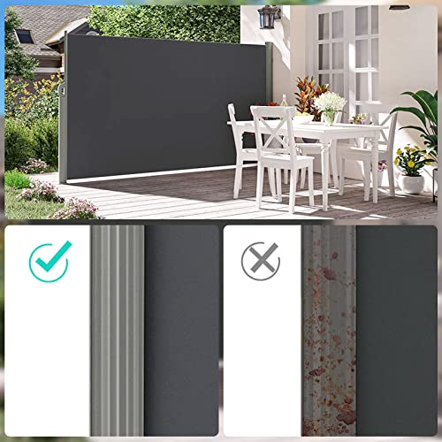 LARMNEE Alu-Seitenmarkise, ausziehbar, 180 x 400 cm, Sichtschutz, Sonnenschutz, Blickdicht, Seitenrollo, für Balkon, Terrasse, Garten, Anthrazit EBK184BP02 4