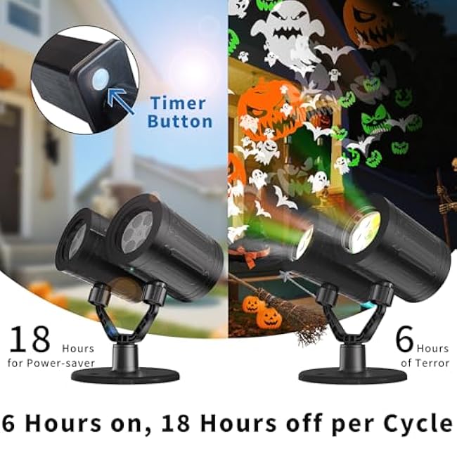 Halloween Projector Lights Outdoor Lurious Double Head Light Projector with Timer Waterproof Dynamic Devil Face Ghost Projector Halloween Pumpkins Outdoor for Patio Home Window Wall Decor