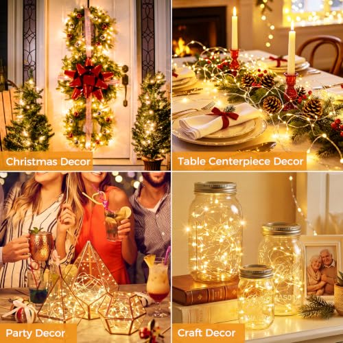 Image of btfarm 20 Pack Fairy Lights Battery Operated, 3 Modes 7ft 20 Led Twinkle Lights, Mini Bulk String Lights Waterproof Silver Wire for Mason Jars Christmas Wedding Vases Centerpiece Decor, Warm White