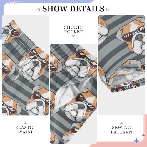 ALAZA Bulldog Striped Background Pajamas Bottoms with Pockets Comfy Pjs Sleepwear Elastic Waistband Pajamas Pants Lounge Pants for 6-14 Years4