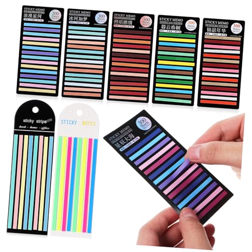 FUNNETOYU 8パック 高粘着で再利用可能な蛍光付箋ストリップ やノートのページマーカー 切り取り自由 跡残らず剥がせるインデックステープ