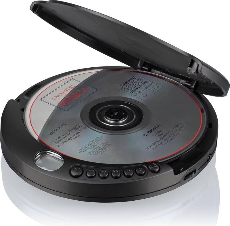 Roadstar PCD-499BT Discman, Reproductor de CD-MP3 / WMA, con Bluetooth, CDA,CD-R, CD-RW, Portátil con Auriculares Incluidos, Inalámbrico, Función Antichoque, Pantalla LCD, Pilas, Cable USB, Negro