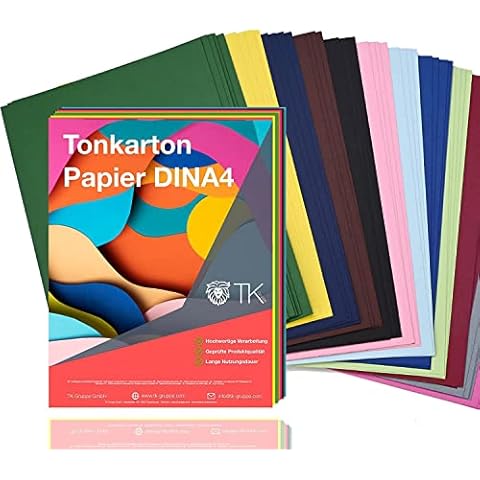 50 Blatt Papier Tonpapier Buntpapier 220 g/m² - A4 Kopierpapier Druckerpapier bunt - 50 Blatt - zum Basteln & gestalten - Bastelpapier Tonkarton Pappe Cover