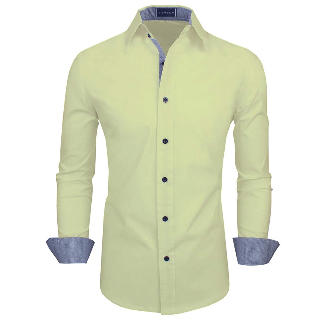 Rangriti Men's Solid Cotton Blend Regular Fit Full Sleeve Collared Neck Casual Shirt Blue in blue