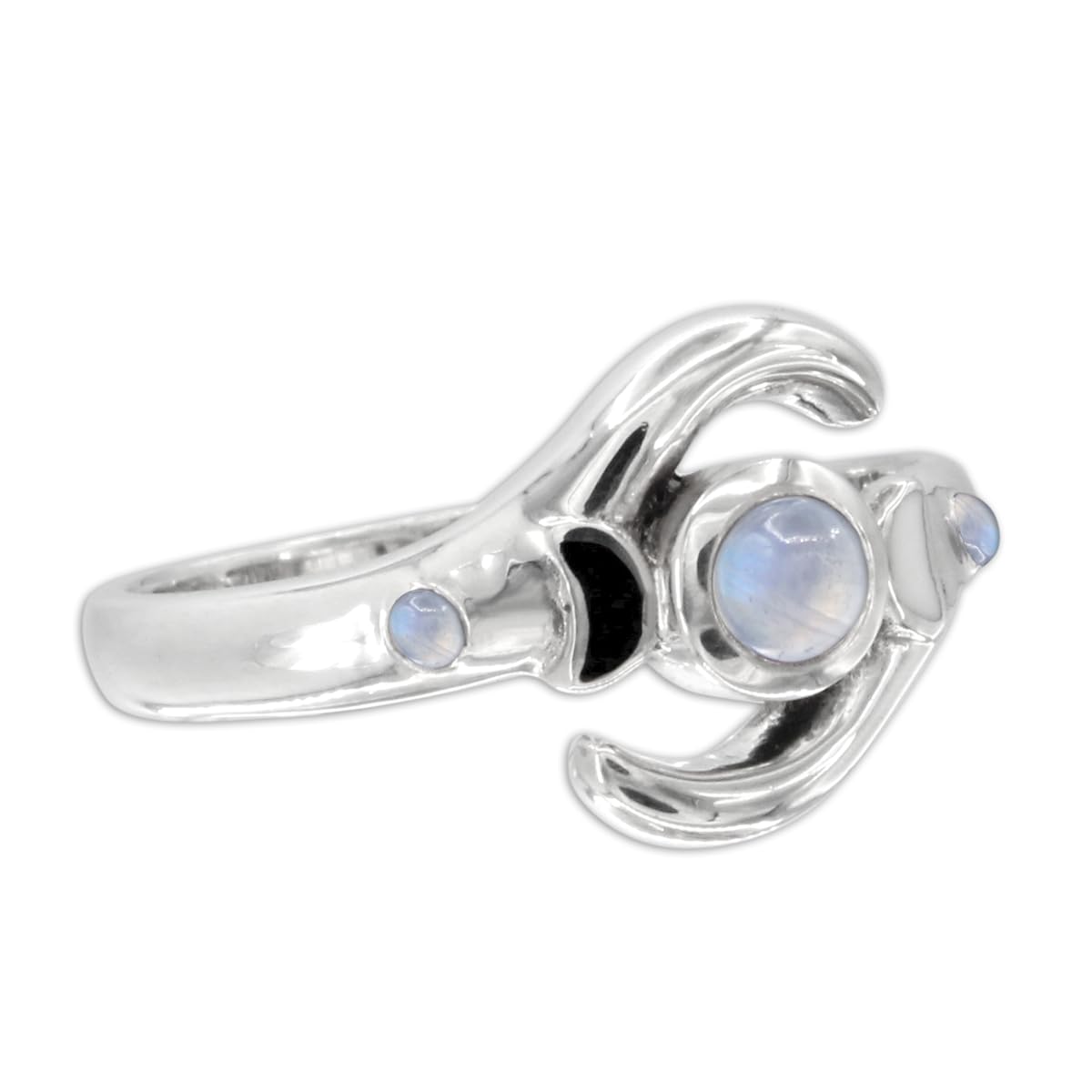 Triple Moon Goddess Ring | Moonstone Hecate Ring | Moon Phases | Sterling Silver Jewelry | Sizes 4-15