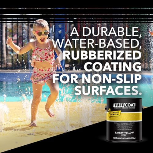 Image of Tuff Coat Medium Texture Rubberized Non-Skid Deck Coating - Textured Non-Slip Safety Surface for Pool Decks, Docks, Boat Ramps, Patios, Walkways & High-Traffic Areas (UT-221 Yellow 1-gallon)