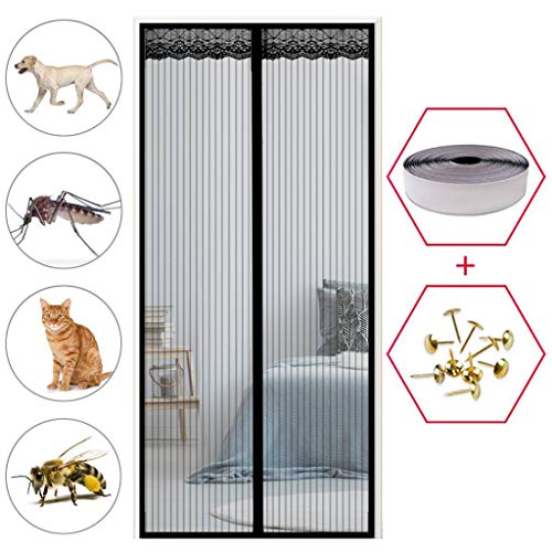 Preisvergleich Produktbild GOUDU Magnet Fliegengitter Balkontür 170x230cm, Magnetischer Fliegenvorhang, Insektenschutz, Ohne Bohren, für Balkontür Wohnzimmer Terrassentür - Schwarz