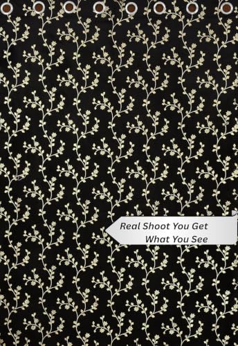 Image of Velvet Room Darkening Long Door Curtain 9 Feet, Golden Foil Print
