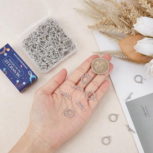 SUNNYCLUE 1 Box 100 Sets Toggle Clasps Toggle Jewellery Clasps Toggle Bracelet Clasps T Bar Clasp Closure Clasps Fastener Hook Toggle Connectors for Jewellery Making Clasps Bracelets Necklace DIY - Image 3