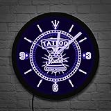 yuandd Tatouage Tatto Studio Logo LED Signe Horloge Murale Salon Boutique Affaires Coloré Éclairage Mur Art Tatoueur Cadeaux