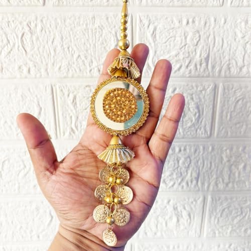 Image of Adikala Craft Store Handmade Ethnic Silk Latkan Tassel Set of 2 for Saree Pallu, Blouse, Suits, Dupatta, Lehenga Decor | Wedding Festival Occasion (Golden Mirror)