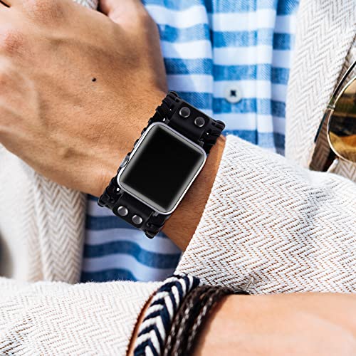 VIIVY VIYIV Designer Luxury Watch Band Compatible with Apple Watch Band 45mm 44mm 42mm for Men Women, Dressy Leather Vintage Replacement Strap Classic Bands for iWatch SE Apple Series 7654321