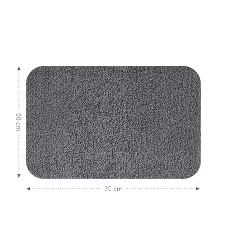 Image of Obsessions Ultra-Absorbent Quick-Dry Bath Mat | 1400 GSM Polyester | Soft, Non-Slip & Fast-Drying Bathroom Rug for Safety & Comfort | 50 x 70 cm | Dark Grey