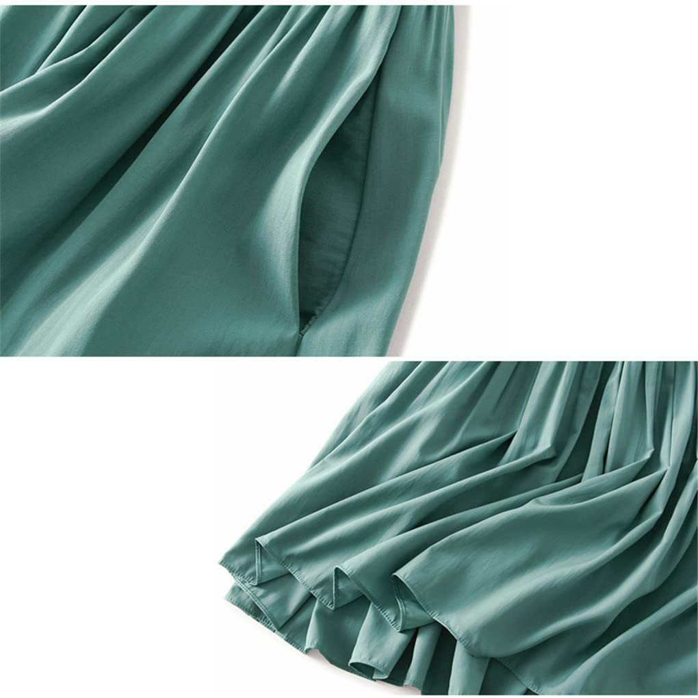 Gonna lunga a pieghe da donna tinta unita gonna lunga casual basic a trapezio gonna estiva all-match midi gonna lunga
