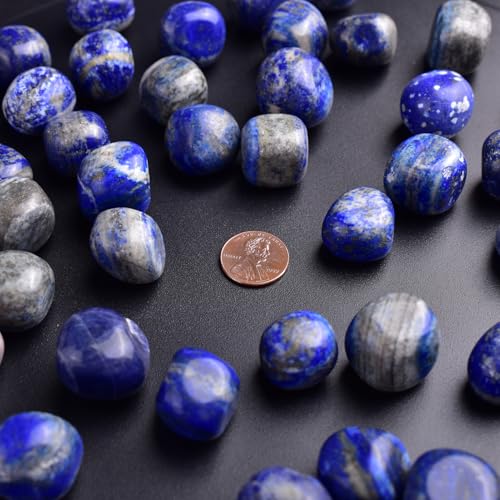 Image of Polished Stone Set Lapis Lazuli Crystals, 0.8 inch Handpicked Tumbled Gemstones Rocks, Pebbles for Reiki, Chakra, Healing, Home Decor