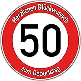 Tortenaufleger Fototorte Tortenbild Warnschild 50. Geburtstag rund 14 cm GB08 (Zuckerpapier)