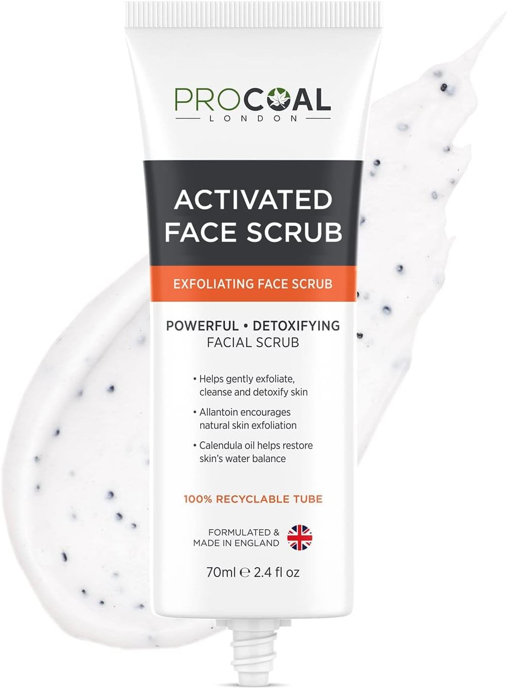 Face Scrub, Premium Exfoliating Charcoal Face Scrub 70ml by PROCOAL - Instantly Reveals Skin's Natural Radiance, Exfoliating Scrub & Charcoal Face Wash Combined For Men & Women - Made in UK