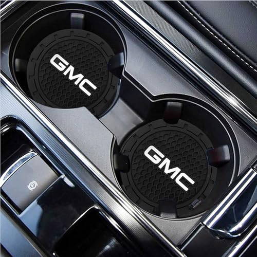 Image of YUIQIEUY Car Cup Holder Coaster for GMC Sierra Denali Canyon Terrain Yukon Jimmy Acadia Recessed Silicone Cupholder Coaster Interior Accessories 2.75in 2Pack Black