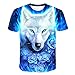 Baobli Vêtements pour Enfants Wolf T-Shirt Vêtements été Garçon Fille Respirant Enfants À Manches Courtes 3D Dessin Animé De Mode 673 14T