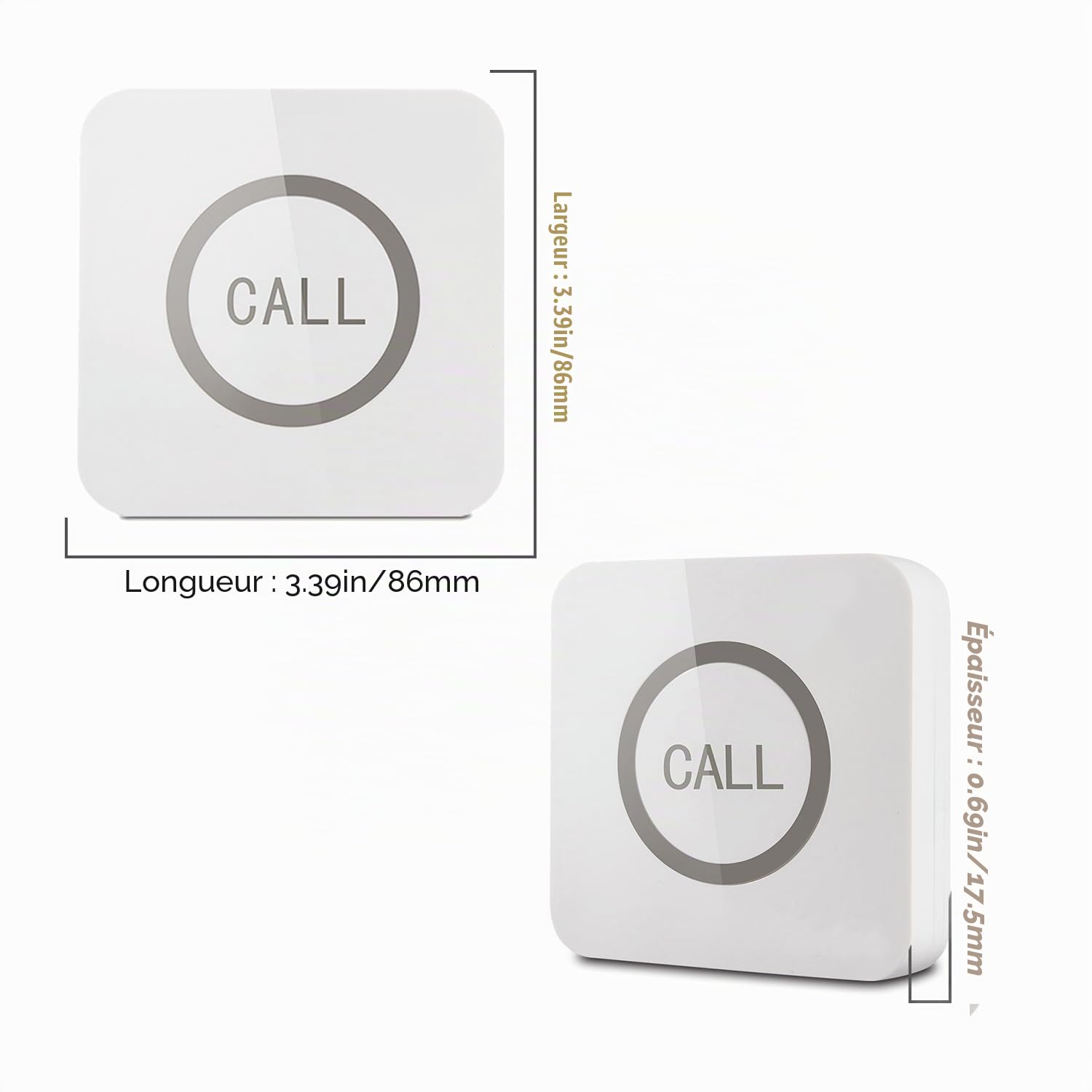 ALIBELL 2 Boutons d'Appel pour Le Système de Restaurant, Récepteur Requis | Boutons d'Appel sans Fil Étanches pour Serveur, pour Restaurants, pour Hôtels, pour Cafés et pour Bars