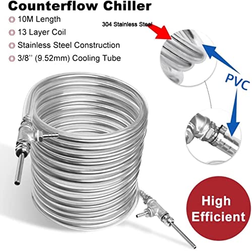 Bturyt Homebrew Counterflow Wort Chiller, Stainless Steel Heat Exchanger Hot Liquid Accelerated Cooler For Brewing Kettle Mash Tun #TOP3
