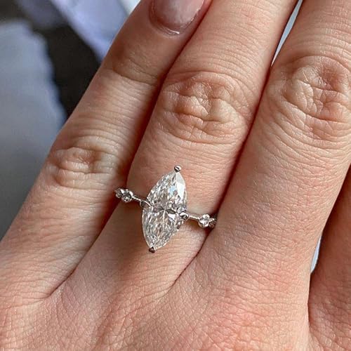 Gixaxak 14K Gold Plated Engagement Ring for Women | Cubic Zirconia Wedding Ring for Women | Teardrop Womens Fake Engagement Ring Bridal Rings Halo Cubic Zirconia Promise Rings for Women 64