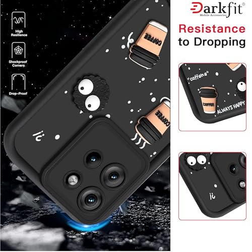 Image of Back Case Cover Compatible with Motorola Edge 50 Neo | Cute Fun Cartoon Ball 3D Coffee Silicone Case | Body Protection | Camera Protection | Shock Proof | Color Black | Pack of 1