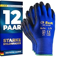 S&R Arbeitshandschuhe für Arbeitsschutz und Arbeitsschutzausrüstung – flexibel beschichtet mit Polyurethan, ideal für Montage, Bau, Handwerk, Heimwerker, Garten, Wartung und Transport