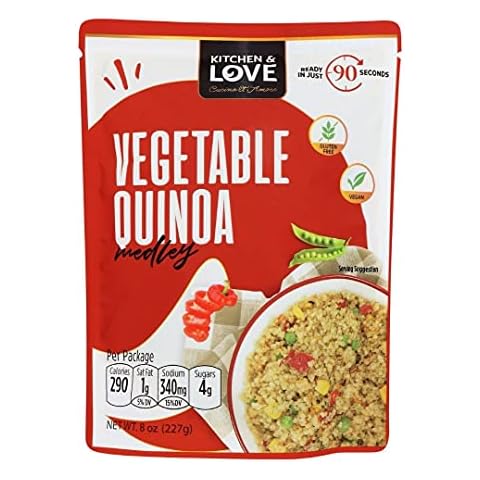 Kitchen & Love Vegetable Quinoa Medley, Pre Cooked, Microwave Ready Pouch, Shelf Stable, Non Gmo, Gluten & Dairy Free, Plant Based, Kosher, Vegan, 8 Oz, 6-Pack Cover