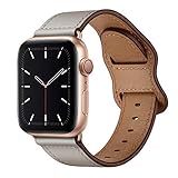 KYISGOS Compatible with iWatch Band 38mm 40mm, Genuine Leather Replacement Band Strap Compatible with Apple Watch Series 4 Series 3 Series 2 Series 1 38mm 40mm, Ivory White