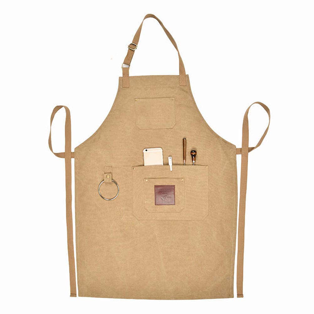 Delantales de lona, engrosados 16 A, vendaje de lona, restaurante de leche, tienda de té, floristería, barbería, trabajo delantal, beige, S