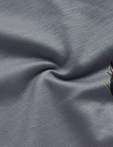 Romwe Women's Casual Floral Print Long Sleeve Pullover Tops (Large, Gray)