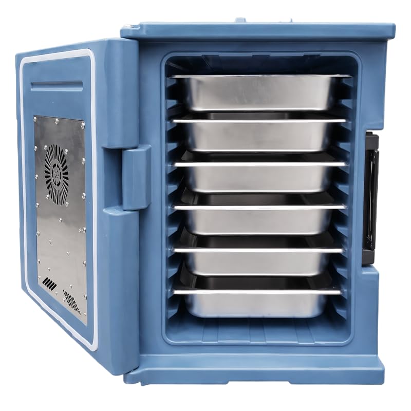 Générique Conteneur Chauffant Ventilé 90L - Température Réglable 20-75°C - Compatible Bacs GN 1/1-– Conservation 8-10h - Roulettes - 350W - Inox Isotherme Professionnel