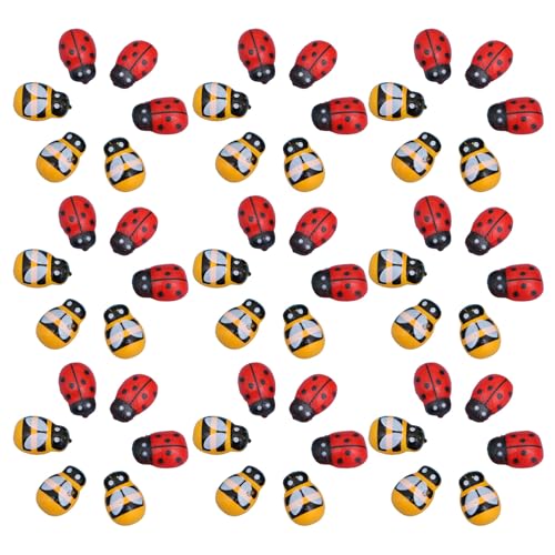 DECHOUS 300 Pegatinas de Mariquitas y Abejas Pequeñas Figuras Miniatura de Madera Parte Trasera Plana Decoración DIY para Manualidades Infantiles y Proyectos Creativos