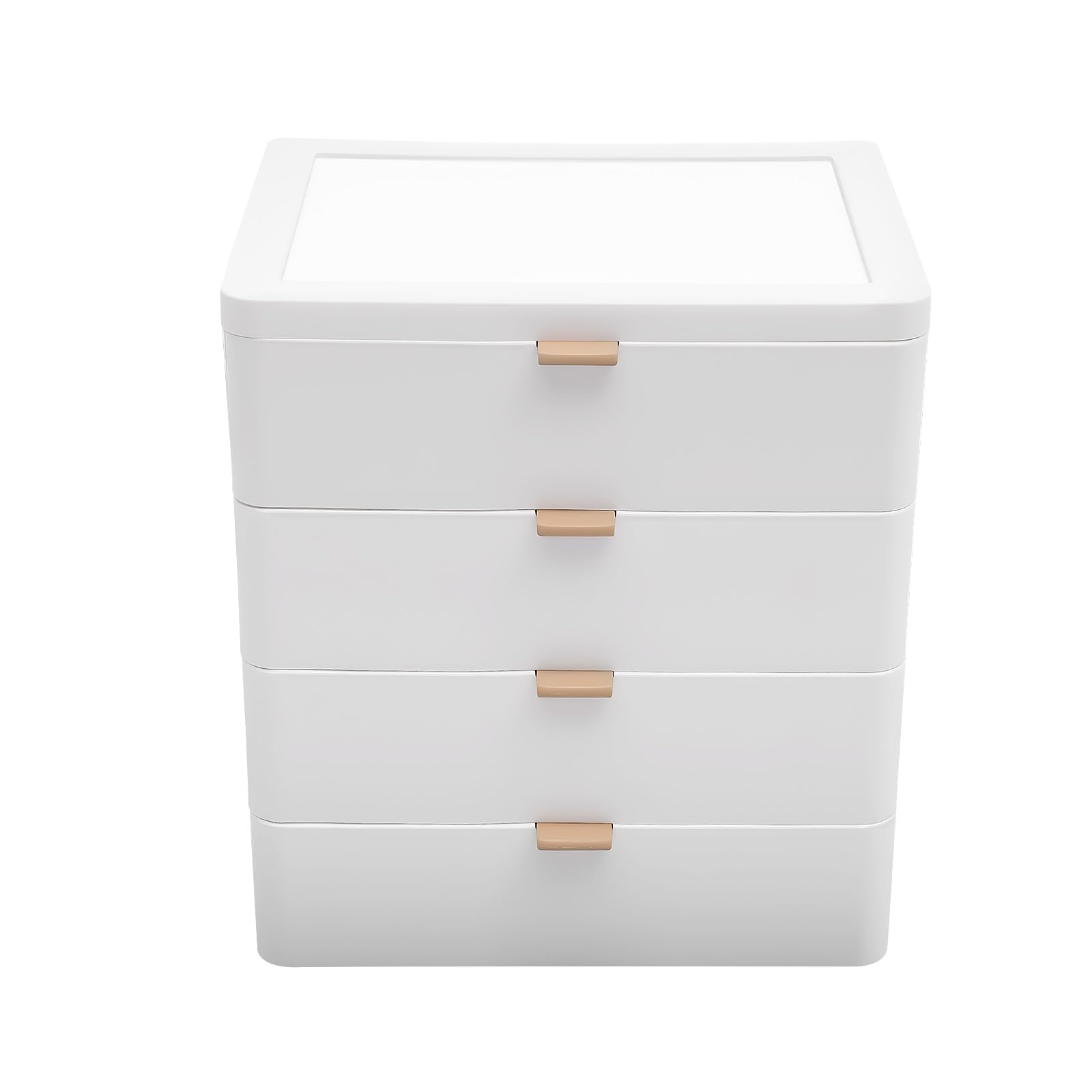 Organizer da scrivania con 4 cassetti, per libri, gioielli, cosmetici, 26 x 20,2 x 29 cm, bianco