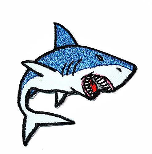 HHO The Shark Blue Shark Cartoon Kid Patch Embroidered DIY