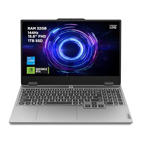 Lenovo LOQ Gaming AI Laptop | 15.6' Full HD 144Hz Display | NVIDIA GeForce RTX 5060 | Intel Core i5 | 16GB RAM | 1TB SSD | Win11 | QWERTZ | Weiß beleuchtete Tastatur | Grau | 3 Monate GamePass