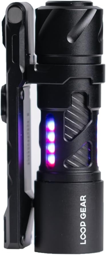 LOOP GEAR SK03 RGB Pro EDC Rechargeable Flashlight, 8-Color RGB Sidelight & 1000 Lumen, IP68 Waterproof, Magnetic Stand, Built-in Multi-Tool – Mini Torch for Emergencies, Camping (Black)