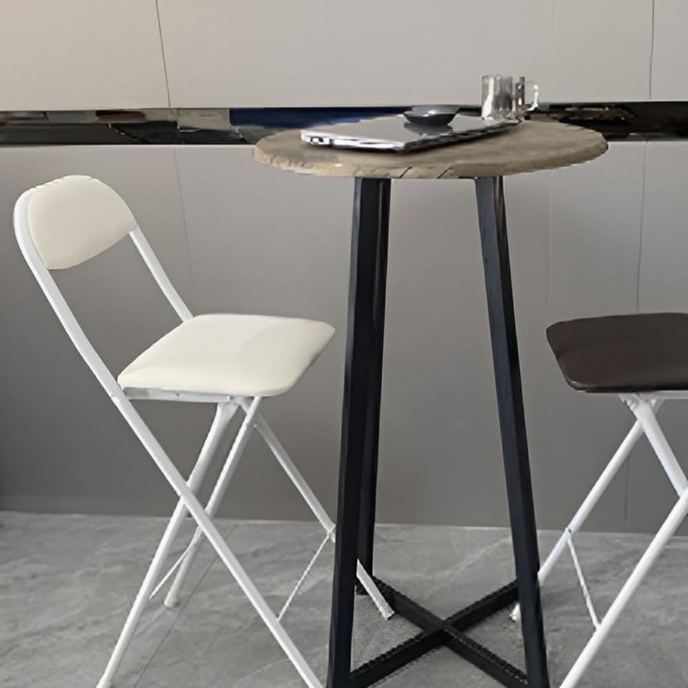 Inklapbare Barkruk Stoel, 65cm/70cm/75cm Draagbare Opvouwbare Ontbijt Stoelen met Rugleuning en Voetsteun, Tegen Hoogte Gevoerde Krukken voor Volwassenen Keuken (Color : Black, Size : 70cm/28in