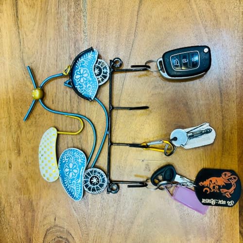 Image of SHREE 'O' GREEN TECH Metal Stylish Wall Art Scooter Key Holders with Hooks Decorative Multicolor Wall Hangers for Keys & Retro Home Decor | Perfect for Entryway, Living Room, Office & Cafe (9x7 Inch)