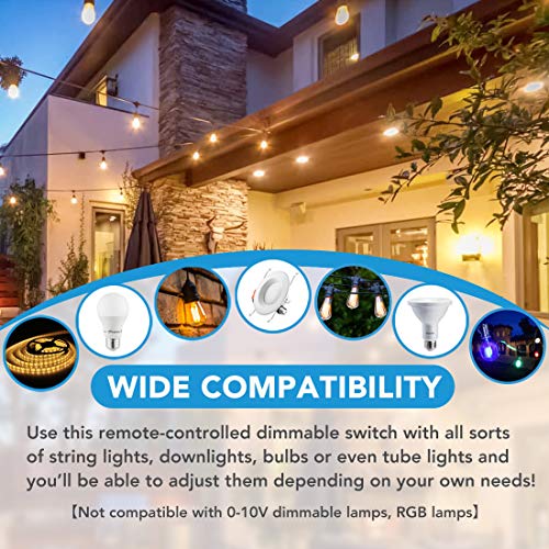 Otronics 800W Outdoor Dimmer for LED String Lights,Wireless Remote Control dimmer Control,100Ft Range with 8 Brightness Mode, Memory Function