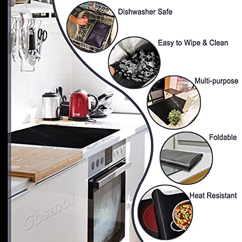 Glass Top Stove Cover 36 x 24 Inch for Electric Stove Top Glass Cooktop Ceramic Stove Protector , Extra Large Waterproof Heat Resistant Flat Kitchen Counter Mat for Stovetop Tabletop Black