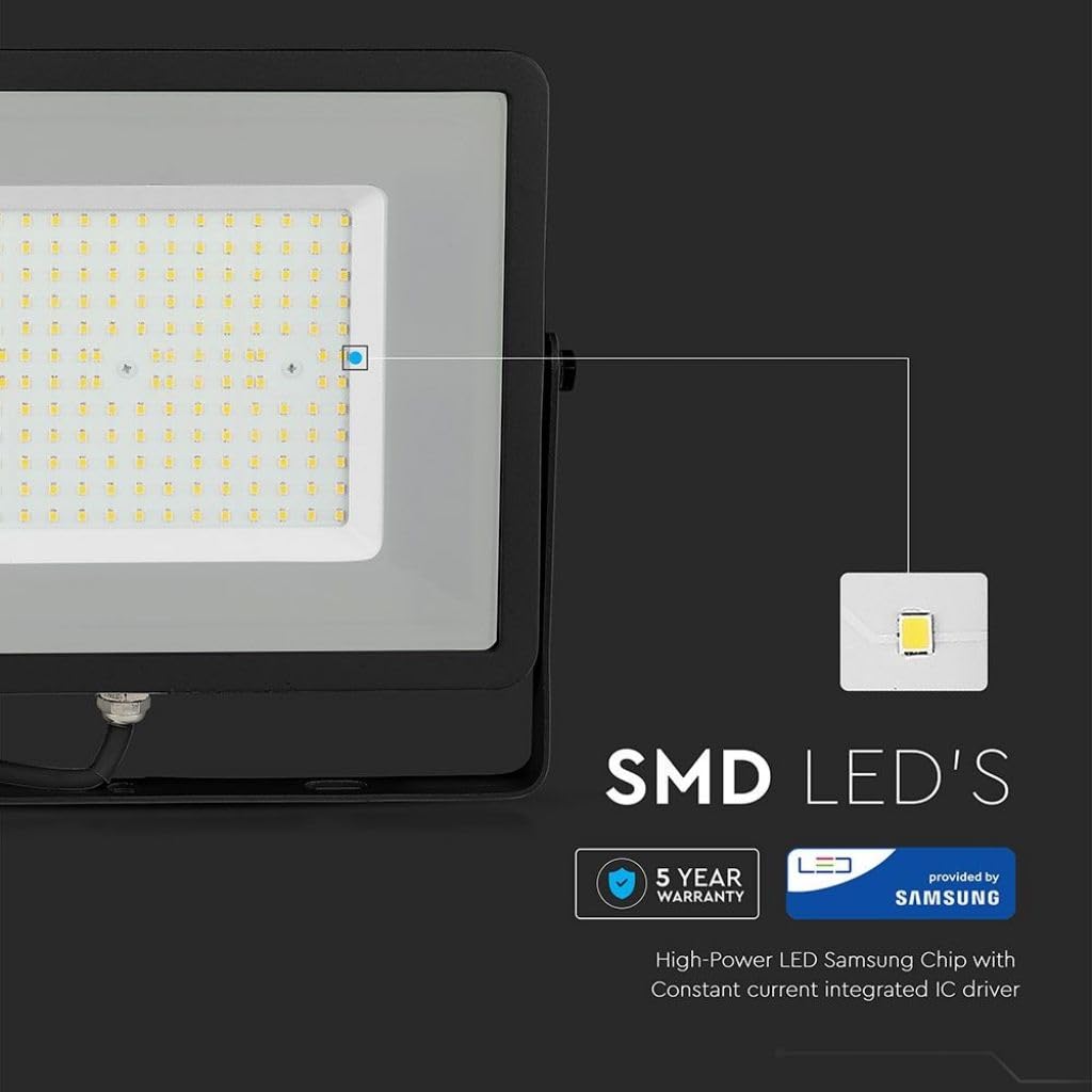 V-TAC Faro LED SMD Chip Samsung 100W 120Lm/W Colore Nero 4000K IP65