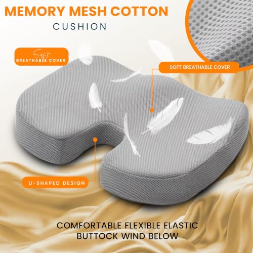 Image of GRAND PITSTOP Ultimate Pro Seat Cushion | Relieves Back & Coccyx Pain | Cool Gel Memory Foam for Orthopedic Support | Weight up to 120 kg | for Long Sitting Hours on Office /Home Chair /Car | Black