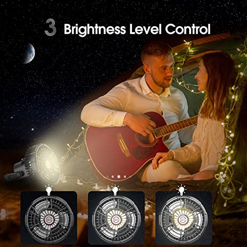 Camping Fan With Led Lantern, 10400Mah Rechargeable Portable Tent Fan With Hang Hook, Mobile Power Bank, 180°Head Rotation, Quiet Work Perfect Battery Operated Usb Fan For Picnic, Barbecue, Fishing #TOP4