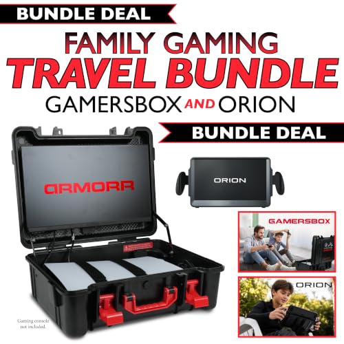 Image of GAMERSBOX Family Travel Gaming Bundle: Console Hard Shell Protective Case with 21.5 inch Portable Monitor & Orion 11.6 inch Portable Monitor Compatible with Nintendo Switch /Switch OLED, and Other HDMI