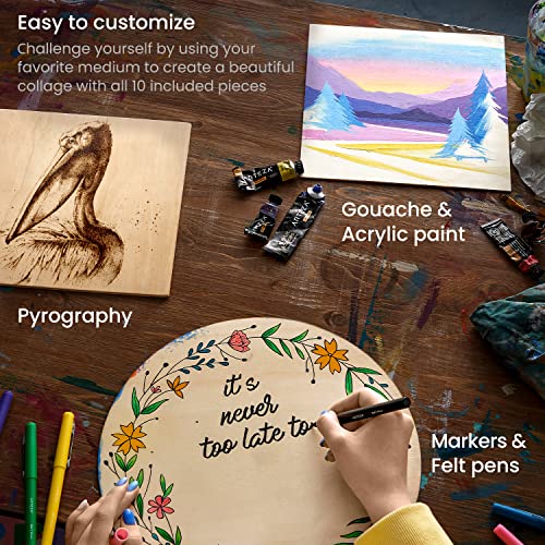 Arteza Mdf Wood Slices, 10 Pieces, 5 X 11.8-Inch Circles And 5 X 9.05-Inch Squares, Smooth Unfinished Wooden Pieces, Craft Supplies For Diy Projects, After School Arts Projects And Christmas Crafting #TOP4