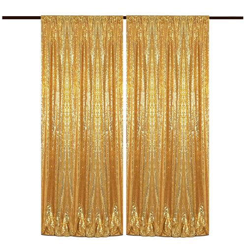 TCBESTO Gold Sequin Backdrop Curtains 4FT x 8FT 2 Panels